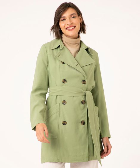 casaco trench coat longo verde