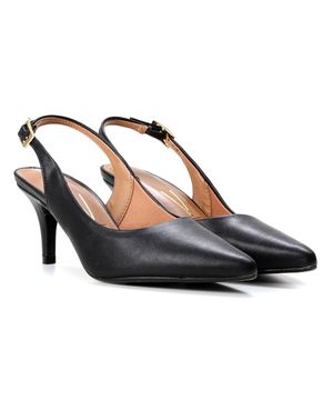 Scarpin Vizzano Slingback Salto Fino Médio Preto