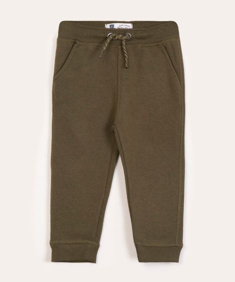 calça infantil de moletom com cordão verde militar