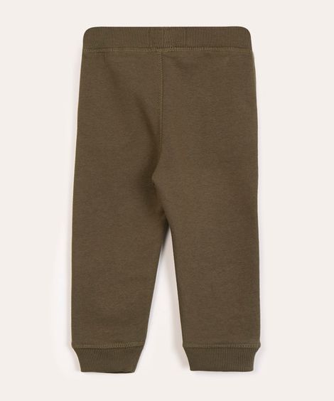 calça infantil de moletom com cordão verde militar