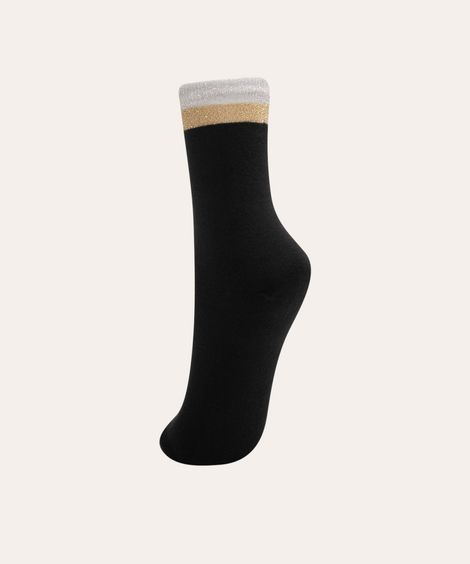 meia cano longo brilhos preto