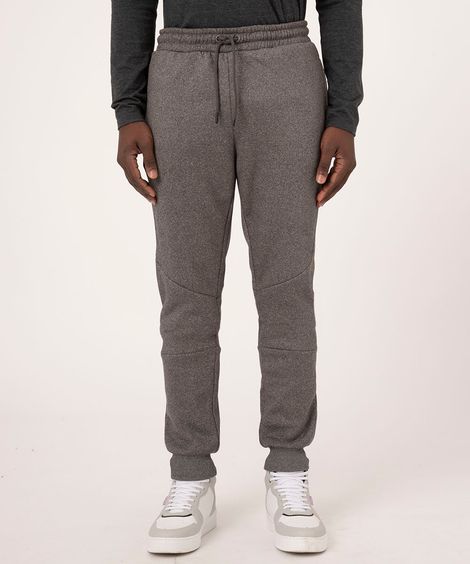 Calça Masculina Esportiva em Moletom com Bolsos Cinza Mescla Escuro