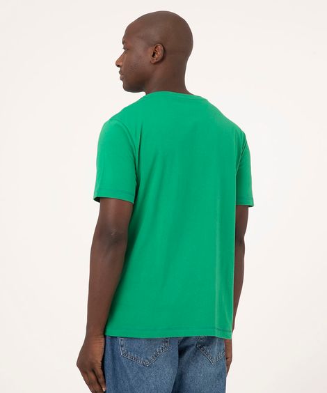 camiseta de algodão básica manga curta  verde médio