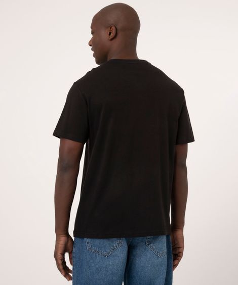 Camiseta Masculina Básica Manga Curta Gola V Preto