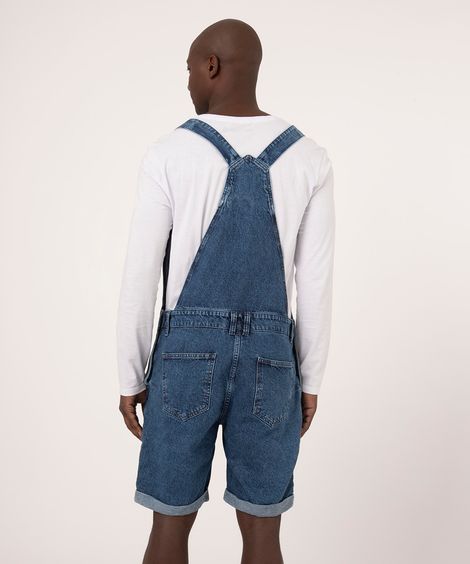 Macacão Curto Jeans Azul Escuro