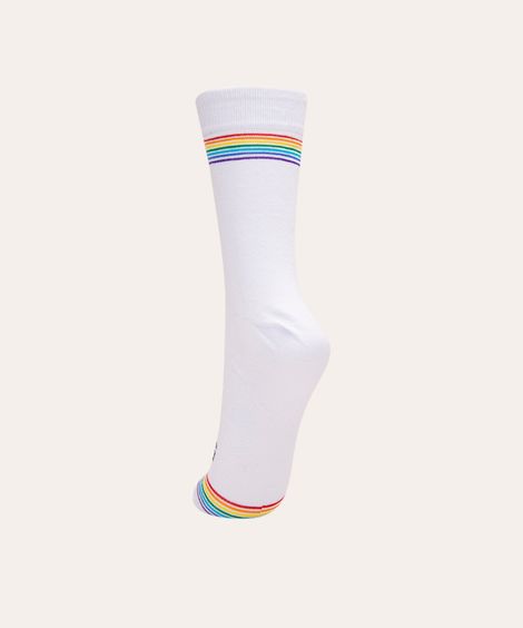 meia cano alto com listras pride branca