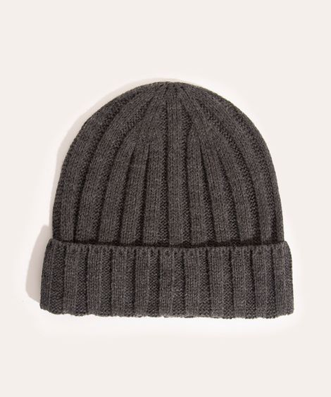gorro básico canelado cinza mescla escuro