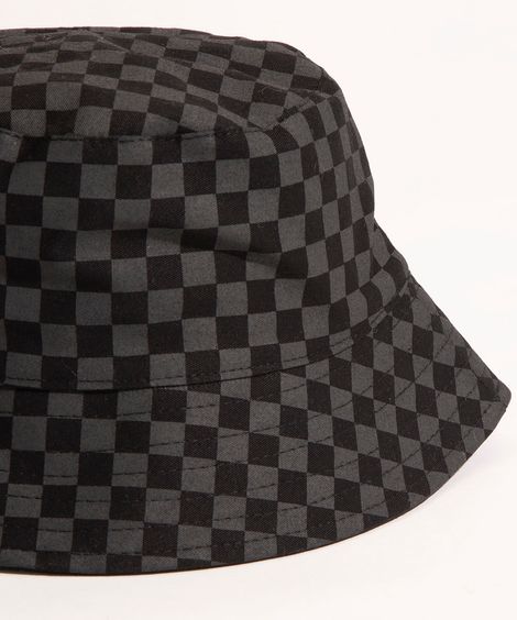 chapéu bucket hat quadriculado preto