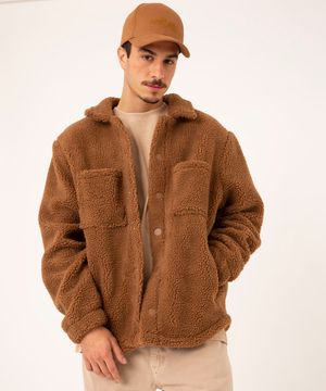 casaco de pelo sherpa caramelo