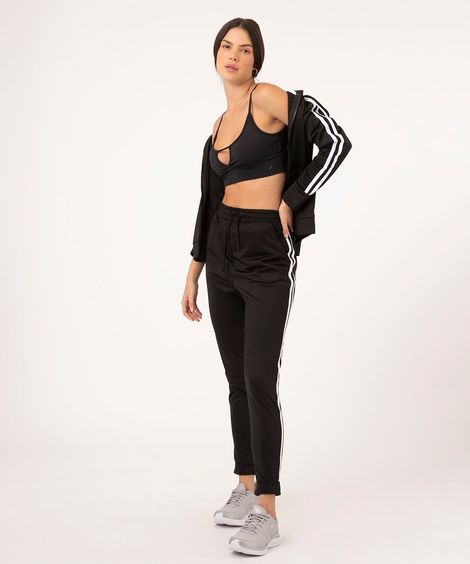 calça jogger com cordão esportivo preto