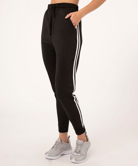 calça jogger com cordão esportivo preto