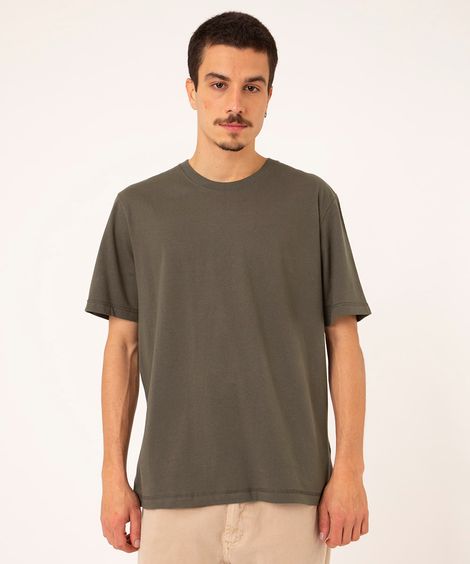 camiseta de algodão básica manga curta  verde militar