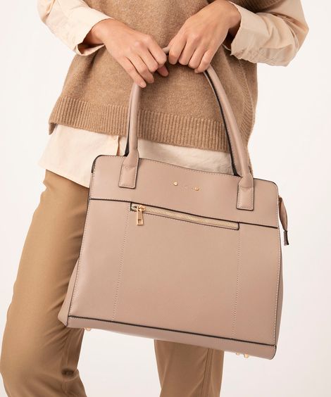 Bolsa Feminina Grande Estruturada Bege