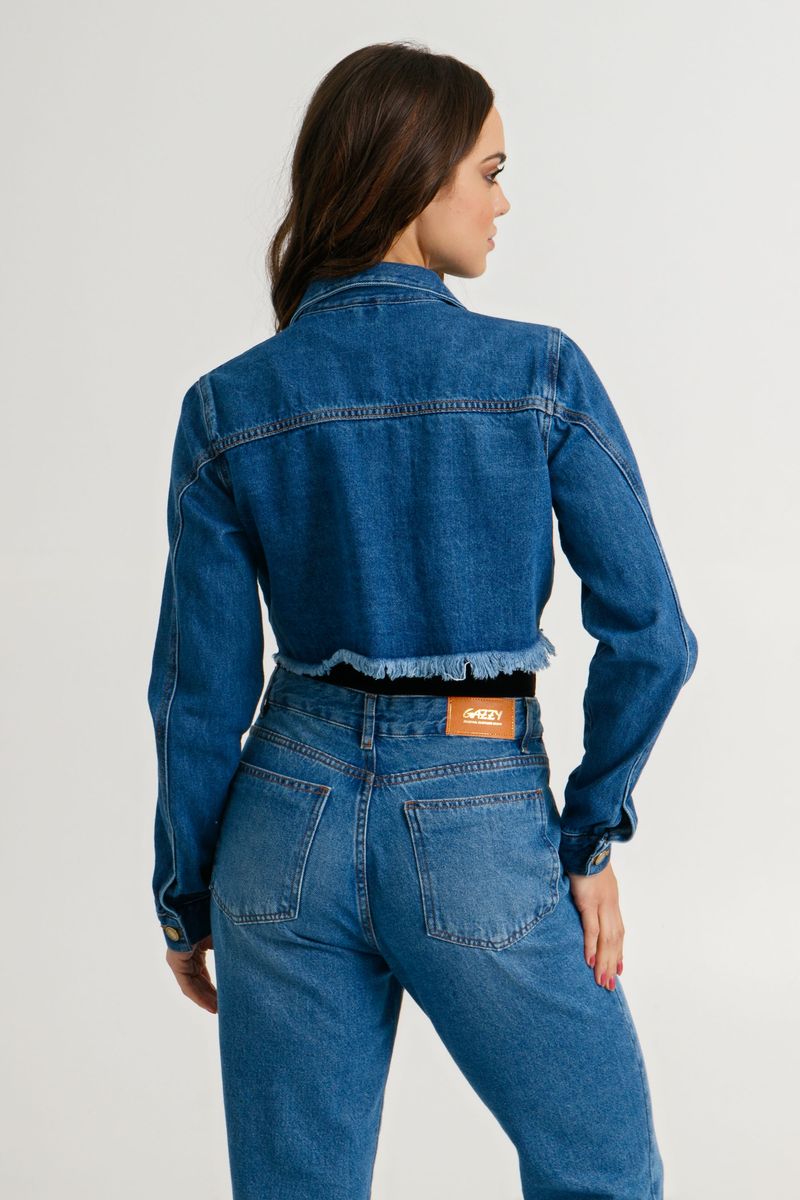 Jaqueta Jeans Feminina Cropped com Barra Desfiada - Kanto RG - A Sua Loja  de Moda Masculina, Feminina e Mais