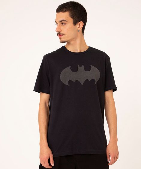 camiseta de algodão manga curta batman preta