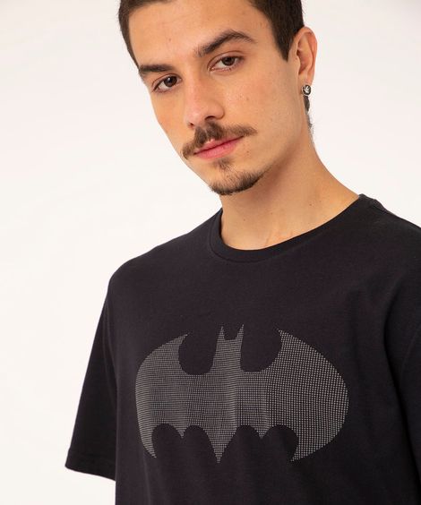 camiseta de algodão manga curta batman preta