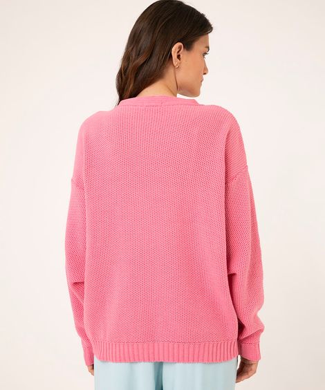 cardigan de tricô maxi com bolsos pink
