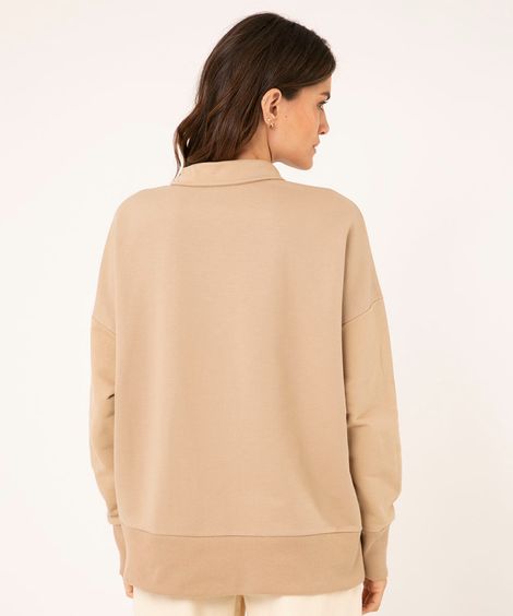 polo de moletom oversized bege