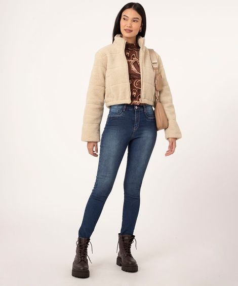 calça skinny jeans pull up sawary azul