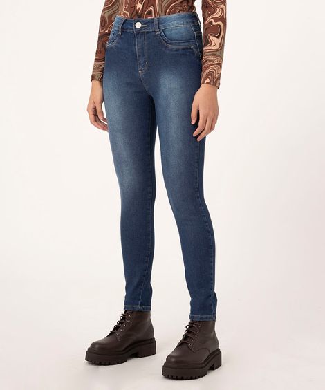 calça skinny jeans pull up sawary azul