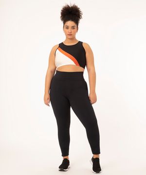calça legging plus size básica  ace preta - preto