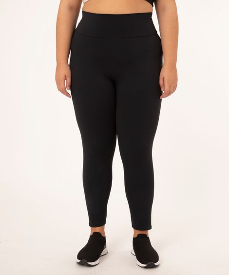 calça legging plus size básica  ace preta - preto