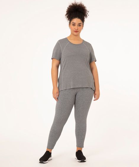 calça legging plus size básica cinza mescla