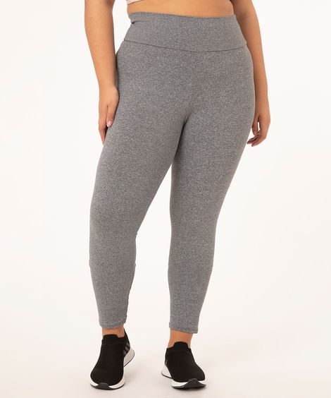 calça legging plus size básica cinza mescla