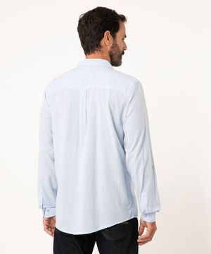 camisa manga longa comfort com bolso azul