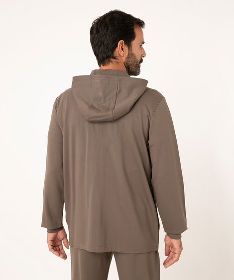 jaqueta com capuz manga longa kaki
