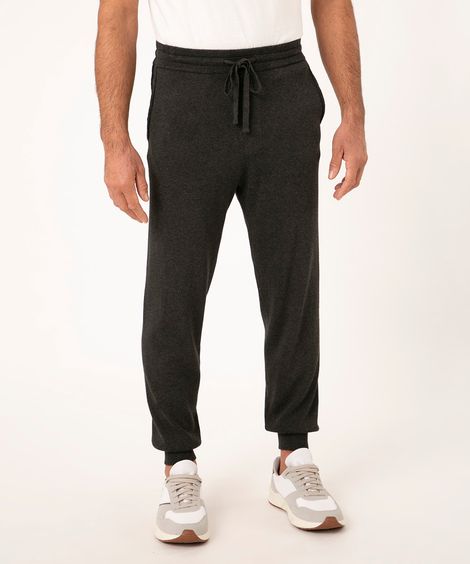 calça relaxed slim de tricô cinza mescla escuro