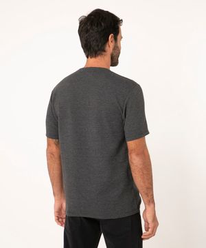 camiseta slim texturizada manga curta gola careca cinza mescla escuro