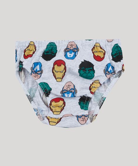 kit de 7 cuecas infantis avengers multicor sortido