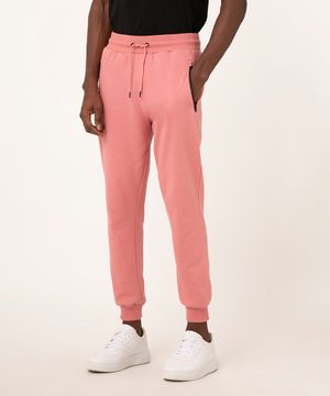 calça jogger relaxed de moletom rosa escuro