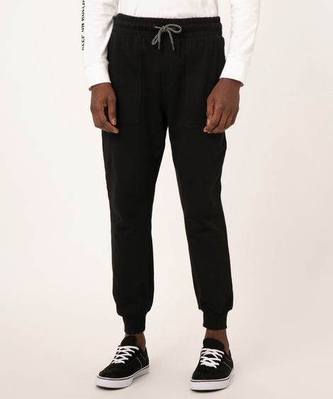 calça de moletom slim com cordão preto