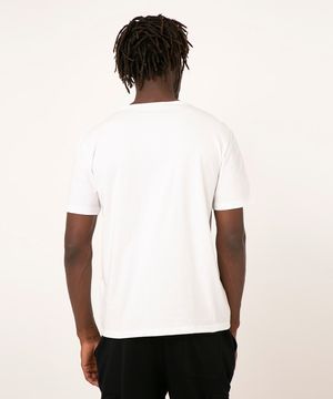 camiseta de algodão básica gola v branco