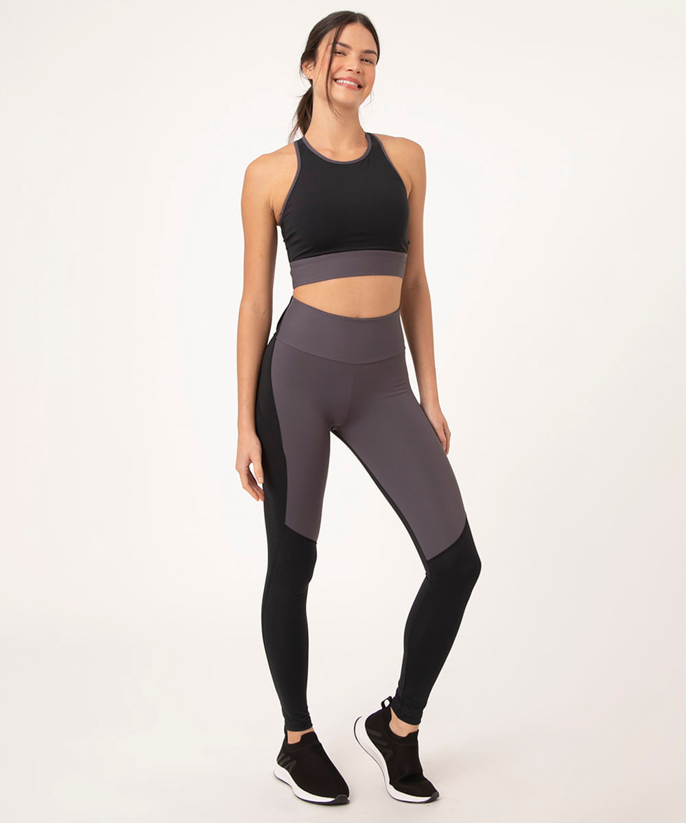 Menor preço em calça legging com porta camiseta esportivo ace cinza