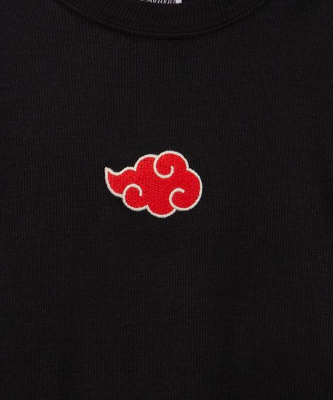 blusa juvenil canelada manga longa naruto preta