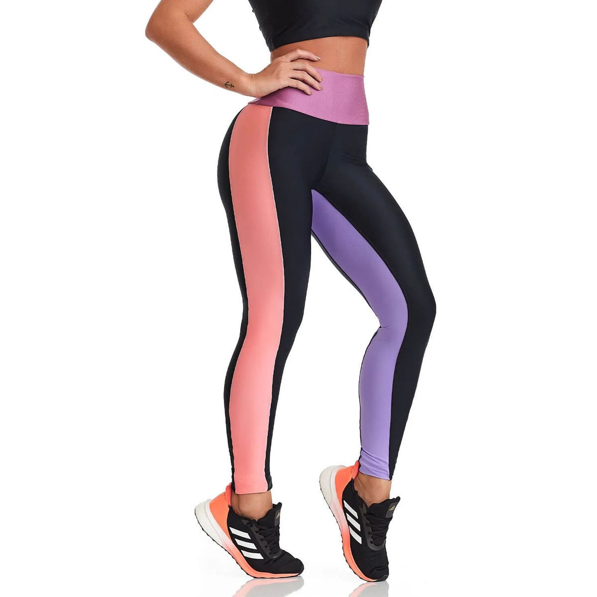 calça legging esportiva ace texturizada roxo médio - C&A