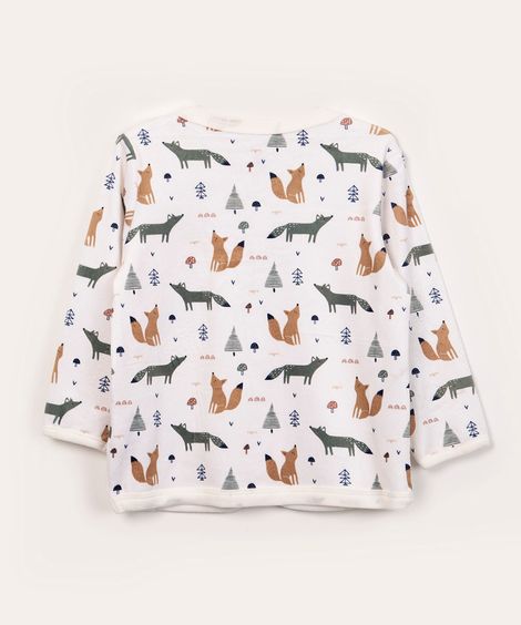 cardigan infantil de plush raposinha off white