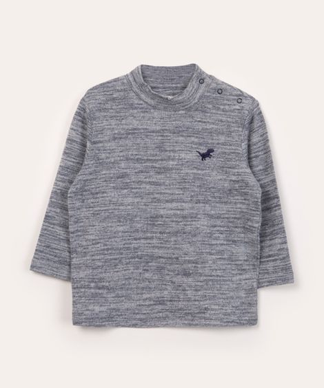 blusa infantil de tricô gola alta azul marinho