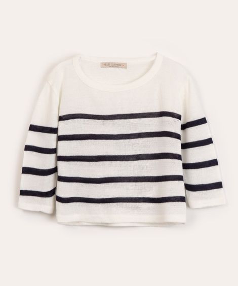 suéter infantil de tricô listrado off white