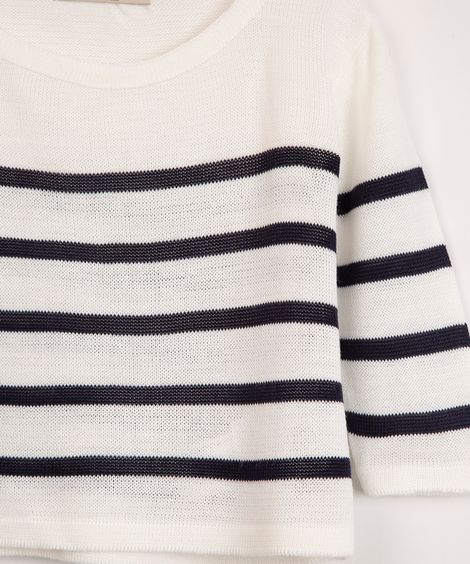 suéter infantil de tricô listrado off white