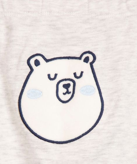 calça básica infantil reta urso polar cinza mescla