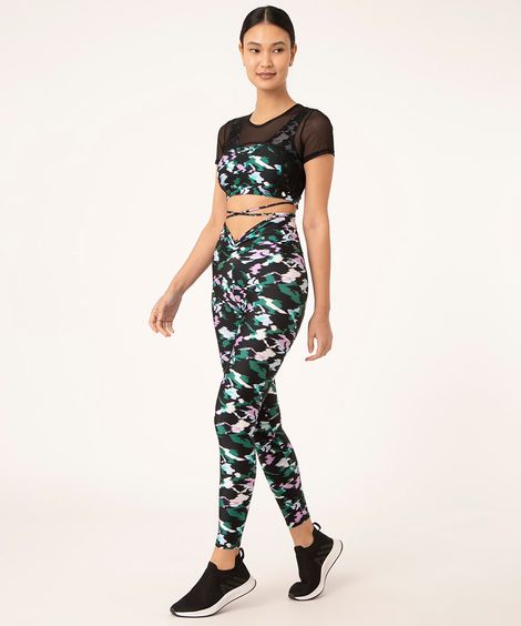 calça legging estampada com amarração esportiva multicor