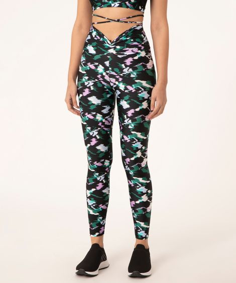 calça legging estampada com amarração esportiva multicor