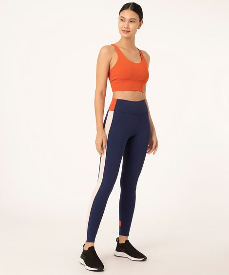 calça legging com recortes esportiva yoga azul marinho