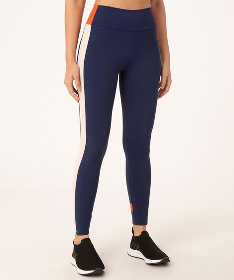 calça legging com recortes esportiva yoga azul marinho