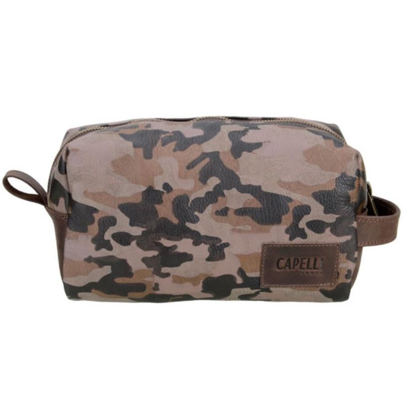 Necessaire Masculina Capelli Couro Zíper Macio Camuflado - Marrom Escuro