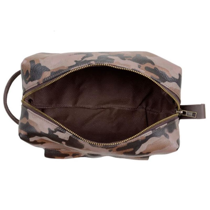 Necessaire Masculina Capelli Couro Zíper Macio Camuflado - Marrom Escuro